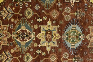 Rust & Cream Tribal Geometric 5X8 Indo-Karajeh Oriental Rug