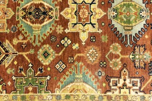 Rust & Cream Tribal Geometric 5X8 Indo-Karajeh Oriental Rug