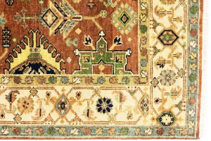 Rust & Cream Tribal Geometric 5X8 Indo-Karajeh Oriental Rug