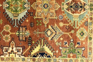 Rust & Cream Tribal Geometric 5X8 Indo-Karajeh Oriental Rug