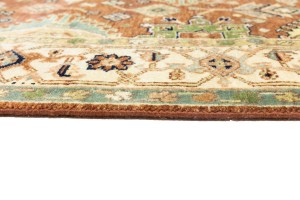 Rust & Cream Tribal Geometric 5X8 Indo-Karajeh Oriental Rug