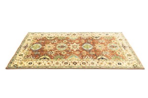 Rust & Cream Tribal Geometric 5X8 Indo-Karajeh Oriental Rug
