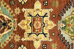 Rust & Cream Tribal Geometric 5X8 Indo-Karajeh Oriental Rug