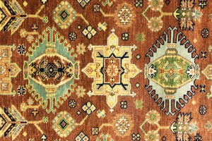 Rust & Cream Tribal Geometric 5X8 Indo-Karajeh Oriental Rug