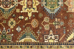 Rust & Cream Tribal Geometric 6X9 Indo-Karajeh Oriental Rug