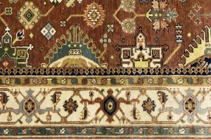 Rust & Cream Tribal Geometric 6X9 Indo-Karajeh Oriental Rug