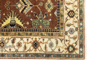 Rust & Cream Tribal Geometric 6X9 Indo-Karajeh Oriental Rug