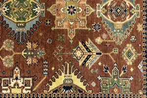 Rust & Cream Tribal Geometric 6X9 Indo-Karajeh Oriental Rug