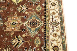 Rust & Cream Tribal Geometric 6X9 Indo-Karajeh Oriental Rug