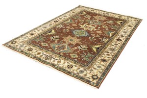 Rust & Cream Tribal Geometric 6X9 Indo-Karajeh Oriental Rug