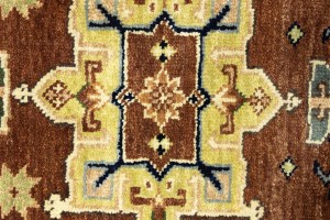 Rust & Cream Tribal Geometric 6X9 Indo-Karajeh Oriental Rug