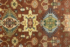 Rust & Cream Tribal Geometric 6X9 Indo-Karajeh Oriental Rug