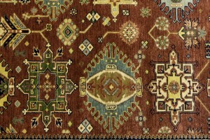 Rust & Cream Tribal Geometric 8X10 Indo-Karajeh Oriental Rug