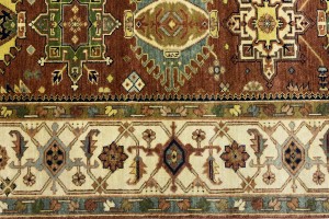 Rust & Cream Tribal Geometric 8X10 Indo-Karajeh Oriental Rug