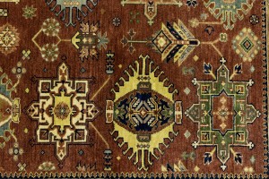 Rust & Cream Tribal Geometric 8X10 Indo-Karajeh Oriental Rug