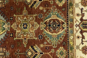 Rust & Cream Tribal Geometric 8X10 Indo-Karajeh Oriental Rug