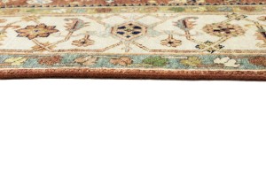 Rust & Cream Tribal Geometric 8X10 Indo-Karajeh Oriental Rug