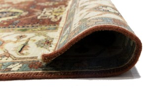 Rust & Cream Tribal Geometric 8X10 Indo-Karajeh Oriental Rug