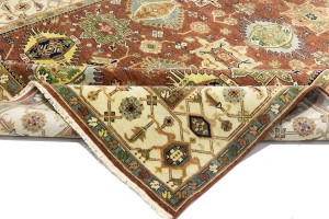 Rust & Cream Tribal Geometric 8X10 Indo-Karajeh Oriental Rug