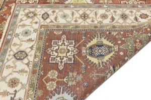 Rust & Cream Tribal Geometric 8X10 Indo-Karajeh Oriental Rug