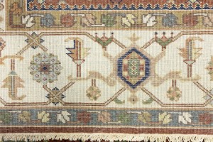 Rust & Cream Tribal Geometric 8X10 Indo-Karajeh Oriental Rug