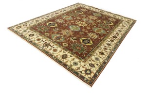 Rust & Cream Tribal Geometric 8X10 Indo-Karajeh Oriental Rug