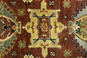 Rust & Cream Tribal Geometric 8X10 Indo-Karajeh Oriental Rug