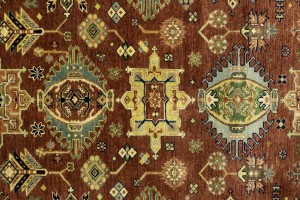 Rust & Cream Tribal Geometric 8X10 Indo-Karajeh Oriental Rug