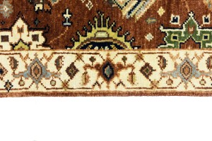 Rust & Cream Tribal Geometric 3X8 Indo-Karajeh Oriental Runner Rug