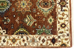 Rust & Cream Tribal Geometric 3X8 Indo-Karajeh Oriental Runner Rug