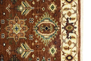 Rust & Cream Tribal Geometric 3X8 Indo-Karajeh Oriental Runner Rug