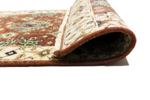Rust & Cream Tribal Geometric 3X8 Indo-Karajeh Oriental Runner Rug