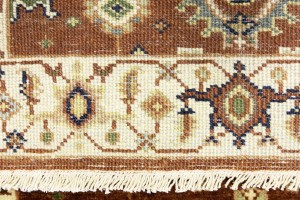 Rust & Cream Tribal Geometric 3X8 Indo-Karajeh Oriental Runner Rug