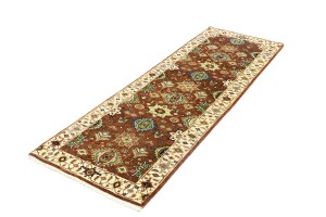 Rust & Cream Tribal Geometric 3X8 Indo-Karajeh Oriental Runner Rug