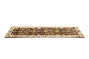 Rust & Cream Tribal Geometric 3X8 Indo-Karajeh Oriental Runner Rug