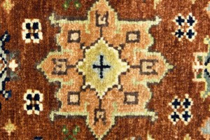 Rust & Cream Tribal Geometric 3X8 Indo-Karajeh Oriental Runner Rug