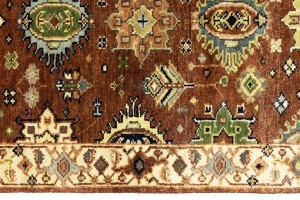 Rust & Cream Tribal Geometric 3X8 Indo-Karajeh Oriental Runner Rug