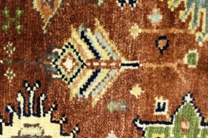 Rust & Cream Tribal Geometric 3X8 Indo-Karajeh Oriental Runner Rug
