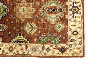 Rust & Cream Tribal Geometric 3X8 Indo-Karajeh Oriental Runner Rug