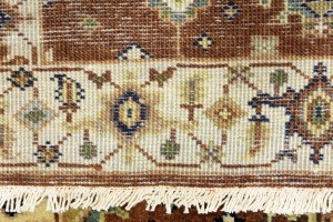 Rust & Cream Tribal Geometric 3X8 Indo-Karajeh Oriental Runner Rug