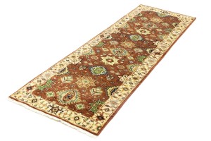 Rust & Cream Tribal Geometric 3X8 Indo-Karajeh Oriental Runner Rug