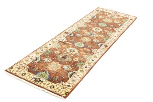 Rust & Cream Tribal Geometric 3X8 Indo-Karajeh Oriental Runner Rug
