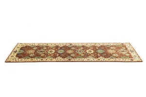 Rust & Cream Tribal Geometric 3X8 Indo-Karajeh Oriental Runner Rug