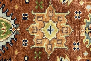 Rust & Cream Tribal Geometric 3X8 Indo-Karajeh Oriental Runner Rug