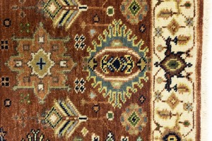 Rust & Cream Tribal Geometric 3X10 Indo-Karajeh Oriental Runner Rug