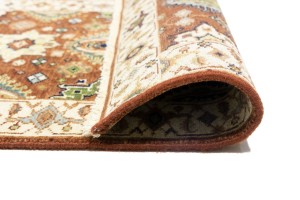 Rust & Cream Tribal Geometric 3X10 Indo-Karajeh Oriental Runner Rug