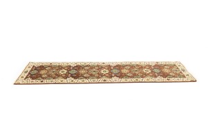Rust & Cream Tribal Geometric 3X10 Indo-Karajeh Oriental Runner Rug