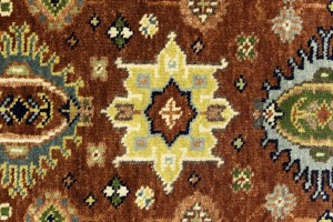 Rust & Cream Tribal Geometric 3X10 Indo-Karajeh Oriental Runner Rug