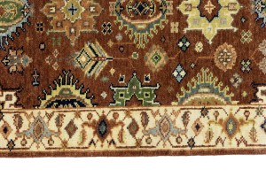 Rust & Cream Tribal Geometric 3X12 Indo-Karajeh Oriental Runner Rug