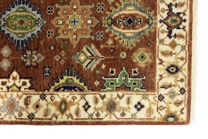 Rust & Cream Tribal Geometric 3X12 Indo-Karajeh Oriental Runner Rug